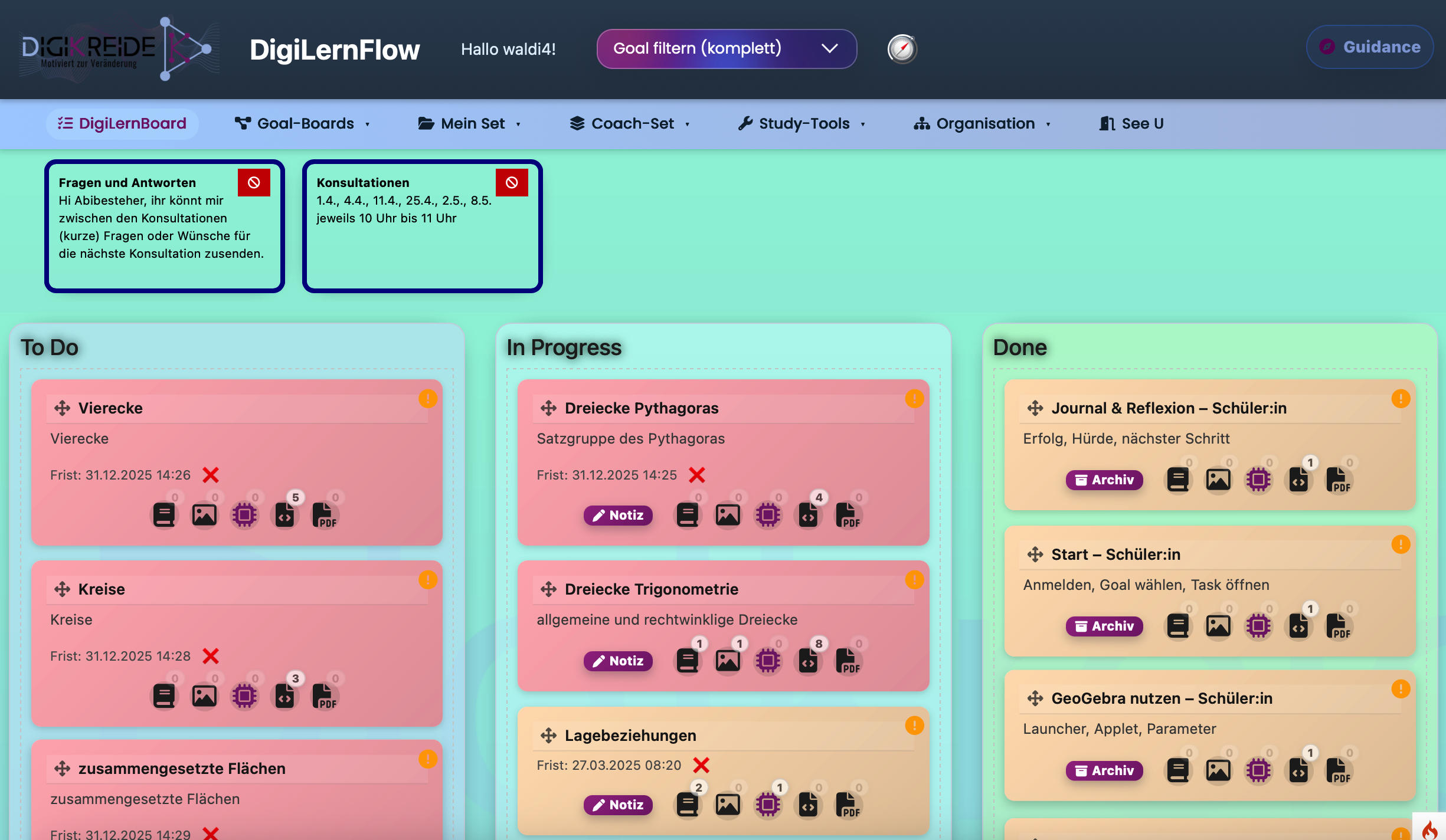 DigiLernFlow Board Screenshot
