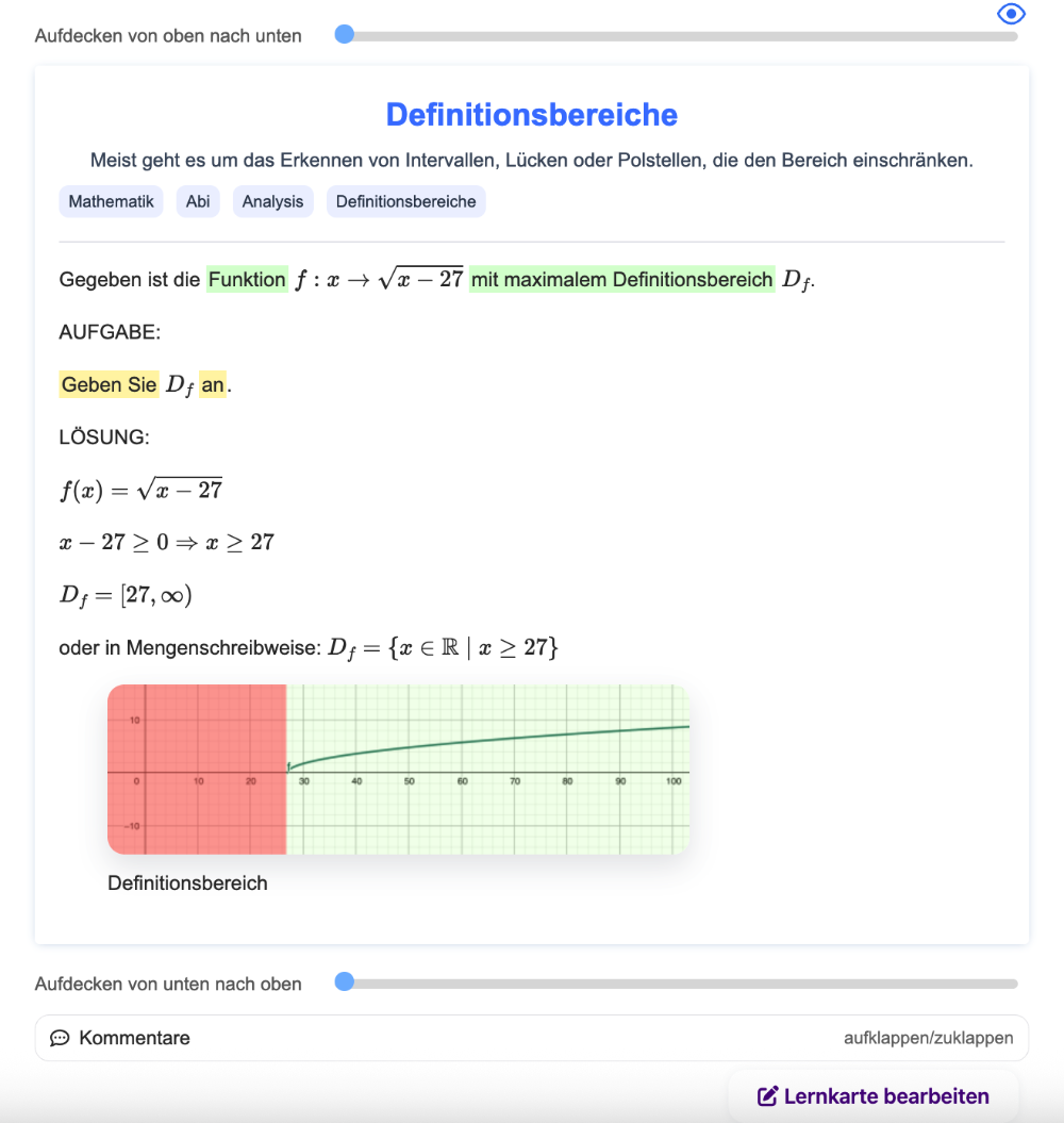 Beispiel einer Lernkarte in DigiLernFlow